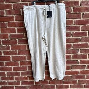 Rebecca Minkoff $159 Terry Ankle Joggers sweatPants- Almond gray 2X NWT